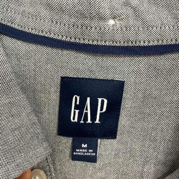 NEW Gap Men's M Long Sleeve Oxford Shirt Gray Cotton Blend Button-Down - Picture 4 of 7